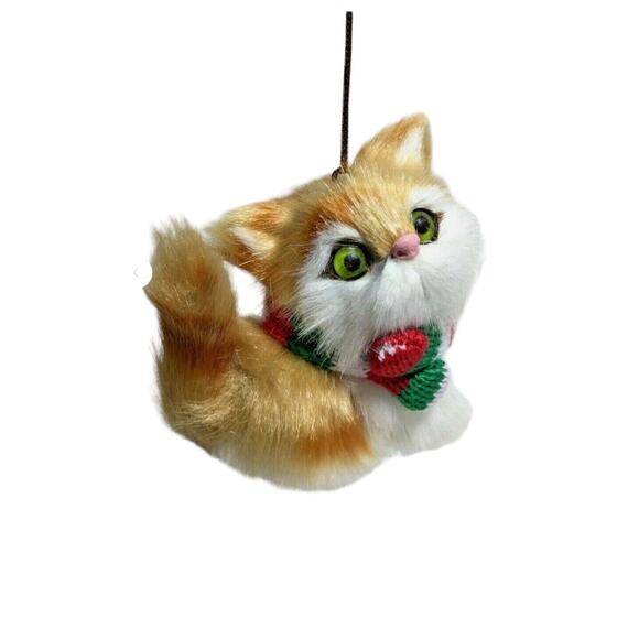 KITTY CAT CHRISTMAS ORNAMENTS 4- Multicolor FAUX FUR NEW - Picture 3 of 5